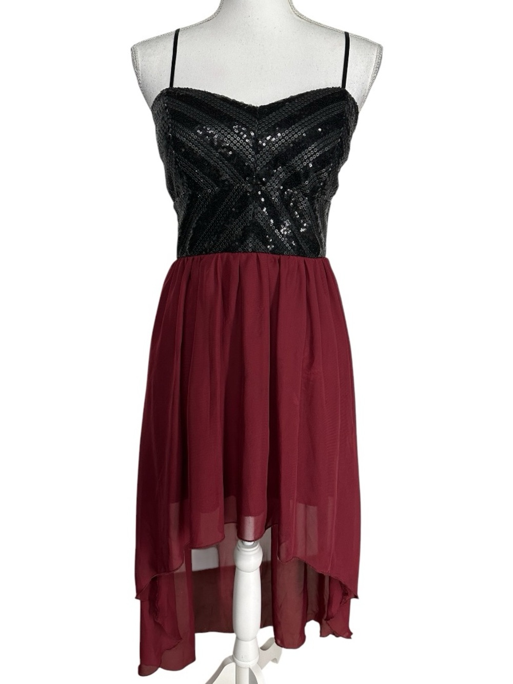 TORRID / Black Sequin Maroon Sheer Dress / Large / Whimsigoth Fairy Formal Emo